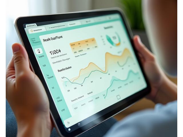 Clean and intuitive health dashboard app interface on a tablet.